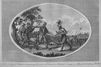 II. francia János átadta kardját Denis de Morbecknek a poitiers-i csatában, 1356 1793 alkotó: Unbekannt
