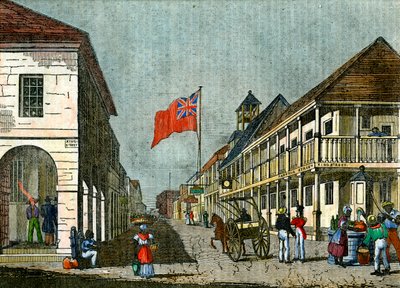A Harbour Street és a King Street csomópontja, Kingston, Jamaica, 1835 alkotó: Unbekannt