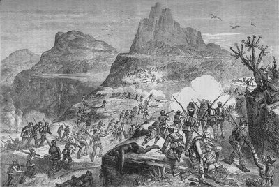 Kaffir háború – Attacking a Native Position, c1880 alkotó: Unbekannt