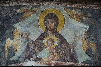 Kariye Camii (St Sauveur In Chora templom) freskó: Szűz és gyermek, Isztambul, Turquie alkotó: Unbekannt