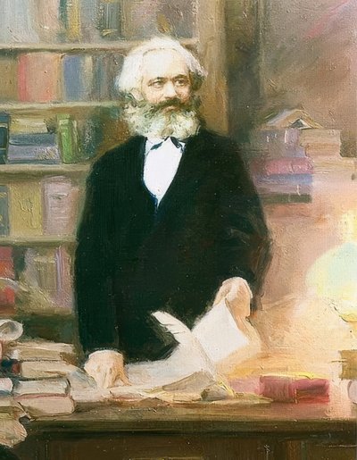 Karl Marx a dolgozószobájában. 1875 körül alkotó: Unbekannt