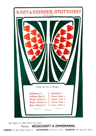 Kast & Ehinger, Stuttgart reklám, 1909. alkotó: Unbekannt