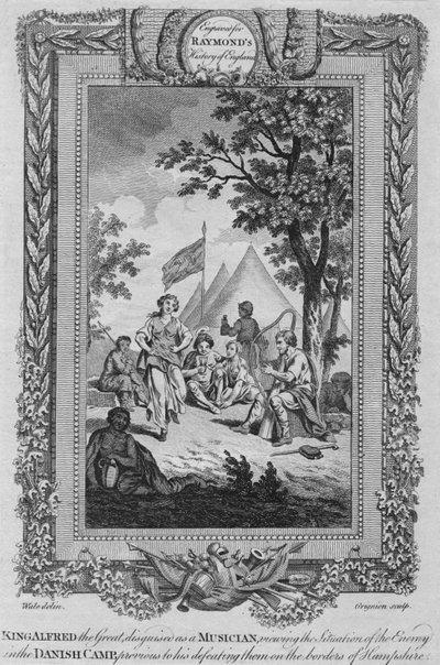 Nagy Alfréd király zenésznek álcázva nézi az ellenség helyzetét, 1787 alkotó: Unbekannt