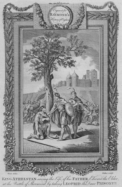 Athelstan király megmentette apja, idősebb Edward életét a sherwoodi csatában, 1787 alkotó: Unbekannt