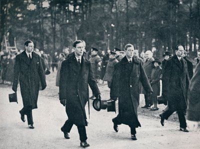 VIII. Edward király és három testvére követi a fegyveres kocsit, 1936 alkotó: Unbekannt