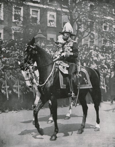 V. György király apja VII. Edward király temetésén, Londonban, 1910. május 20-án. alkotó: Unbekannt