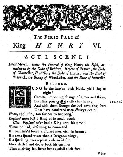 Henrik király VI. 1. felvonás. 1. jelenet, 1946, c1723 alkotó: Unbekannt