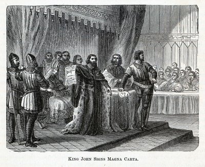 János király aláírja a Magna Cartát, 1882 alkotó: Unbekannt