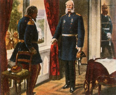 Vilmos király és Napóleon császár a sedani csata után, 1870. szeptember 2., 1936. alkotó: Unbekannt