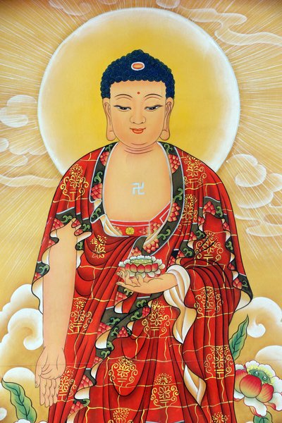 Kong Meng San Phor Kark See kolostor. Shakyamuni Buddha festmény, 20160819, Szingapúr, Szingapúr alkotó: Unbekannt