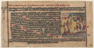 Krishna ellopja a gópik ruháit: oldal egy szétszórt Bhagavata Purana kéziratból, kb. 1620-30. alkotó: Unbekannt