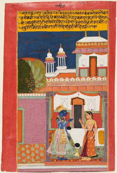 Krisna és Radha veszekedés, egy Rasikapriya-ból, kb. 1680. alkotó: Unbekannt