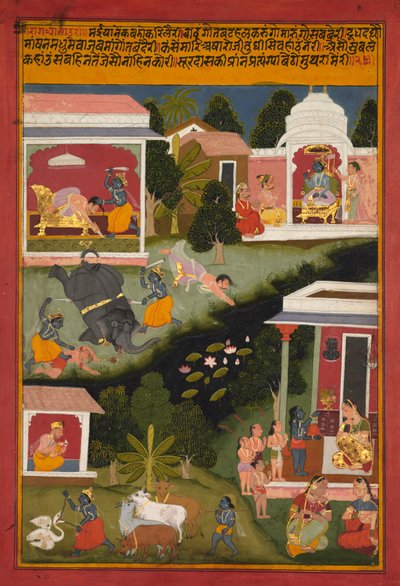 Krishna mint a démonok pusztítója, oldal Surdass Sursagar c. 1700. alkotó: Unbekannt