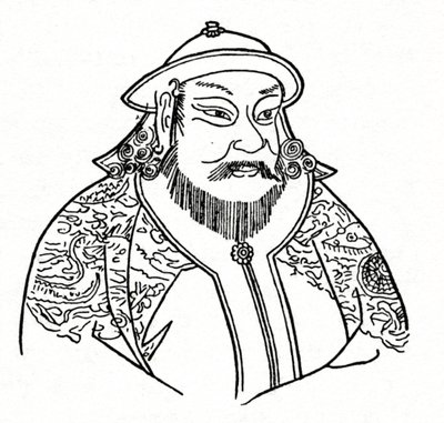 Kublai kán 1215-1294, a Mongol Birodalom és a Yuan-dinasztia alapítója, 1912 alkotó: Unbekannt