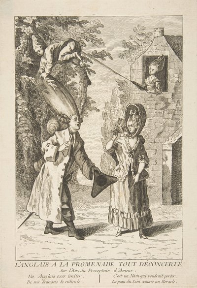 Az angol a sétányon meglehetősen zavartan, 1720-75. alkotó: Unbekannt