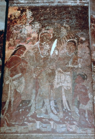 Hölgy a WC-nél, barlangfreskó, Ajanta, India. 1-5. 20. század alkotó: Unbekannt
