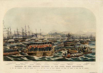 A brit hadosztály partraszállása Old Fortban, Szevasztopol közelében, 1854 alkotó: Unbekannt