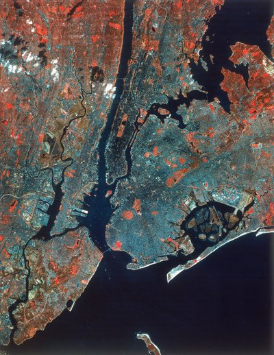 Landsat kép Manhattanről, New York, USA, 1980-as évek alkotó: Unbekannt