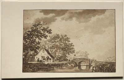 Táj kunyhóval és híddal, 1700-as évek. alkotó: Unbekannt