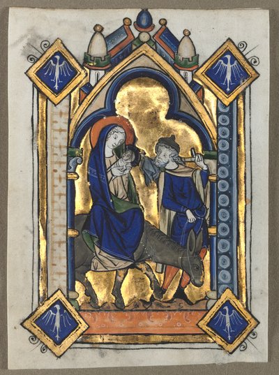 Zsoltárból kivágott levél: Repülés Egyiptomba, c. 1260. alkotó: Unbekannt