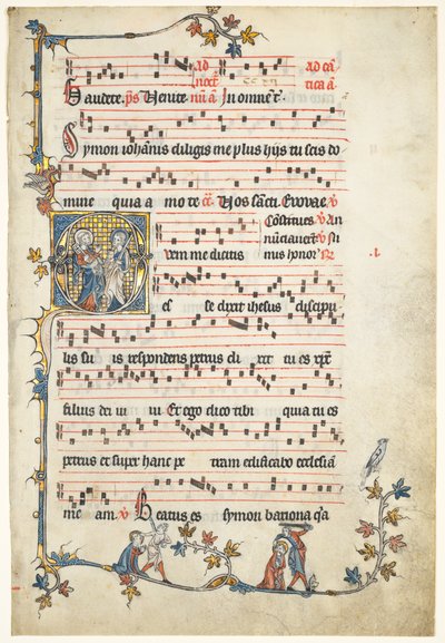 Egy antifóniából kivágott levél: Kezdő Q Szent Péterrel és Pállal, c. 1325. alkotó: Unbekannt