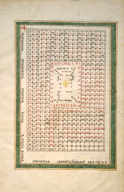 Levél egy Beatus-kéziratból: Az Antikrisztus asztala, kb. 1180. alkotó: Unbekannt