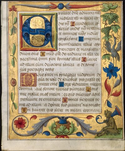 Levél zsoltárból és imakönyvből: E kezdőbetű díszszegéllyel...recto, c. 1524. alkotó: Unbekannt