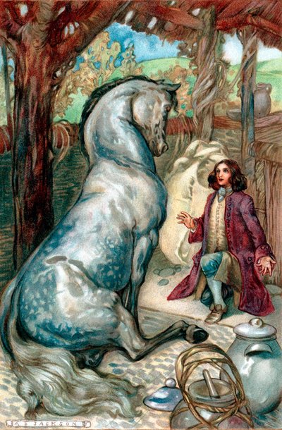 Lemuel Gulliver, akit egy lázadás után a partra vetnek, a Houyhnhnok birodalmában találja magát alkotó: Unbekannt