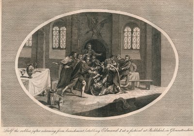 Leofa, a rabló, aki megkéselt I. Edmundot egy fesztiválon Pucklekirkben, Gloucestershire 946 1793 alkotó: Unbekannt