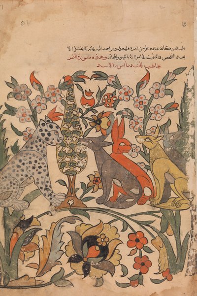 Oroszlánrendet viselő leopárd bírótársaknak, Folio 51 recto a Kalila wa Dimnából, 18. század. alkotó: Unbekannt