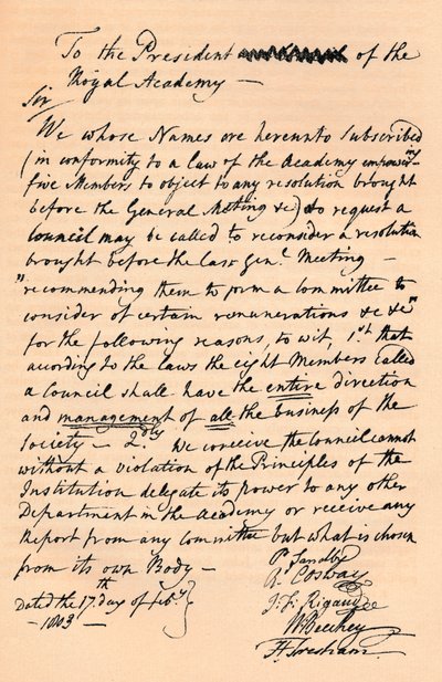 Levél Benjamin Westnek, a Királyi Akadémia elnökének, 1803 1904 alkotó: Unbekannt