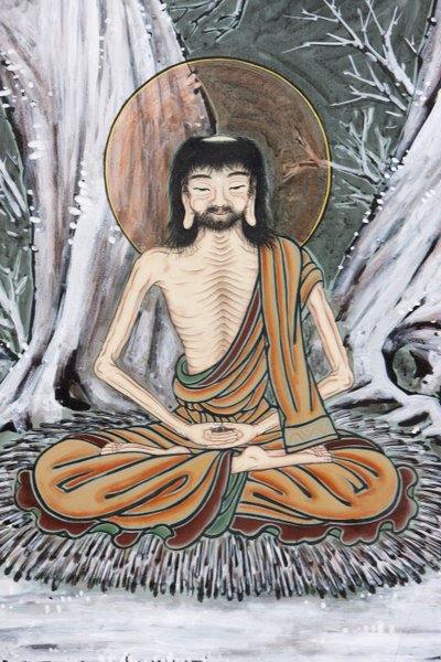 Buddha élete A fiatal aszkéta hat éven át szélsőséges önsanyargatást gyakorol az Igazság, Szöul és Coree du Sud felfedezésének reményében. alkotó: Unbekannt