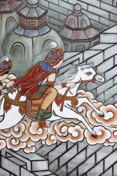 Sziddhárta Buddha élete megszökött a palotájából, Channa kíséretében Kanthaka lován, Szöul, Coree du Sud alkotó: Unbekannt