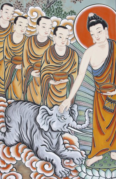 Buddha élete Egy elefánt megszelídítése, Szöul, Coree du Sud alkotó: Unbekannt