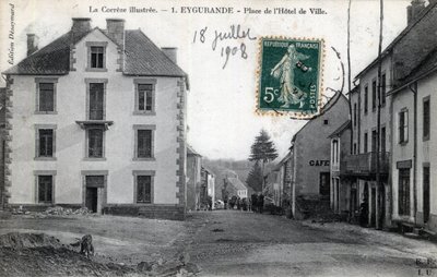 Limousin, Correze (19), Eygurande: kilátás a Place de l