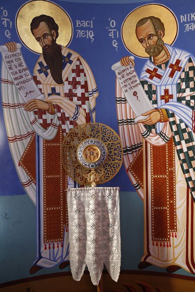 Liturgikus tárgy a Pedoulas ortodox templom szentélyében, 20150510, Pedoulas, Ciprus alkotó: Unbekannt