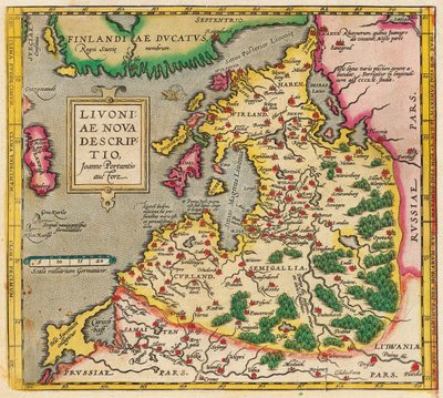 Livonia térkép, Nova Livónia leírása, 1573-1578 alkotó: Unbekannt