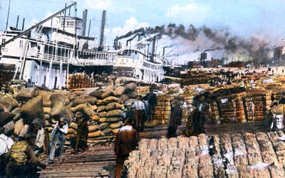 Pamut berakodása egy hajóra, Memphis, Tennessee, USA, 1900-as évek alkotó: Unbekannt