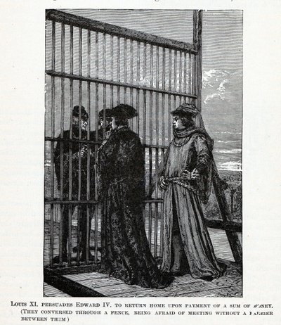 XI. Lajos ráveszi IV. Edwardot, hogy térjen haza egy pénzösszeggel, 1882 alkotó: Unbekannt