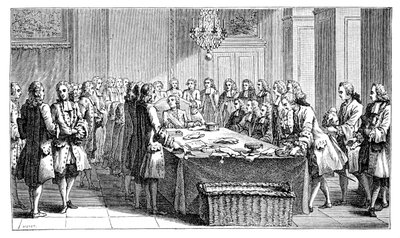 XV. Lajos aláírta az új szerződést, 1757, 1885 alkotó: Unbekannt