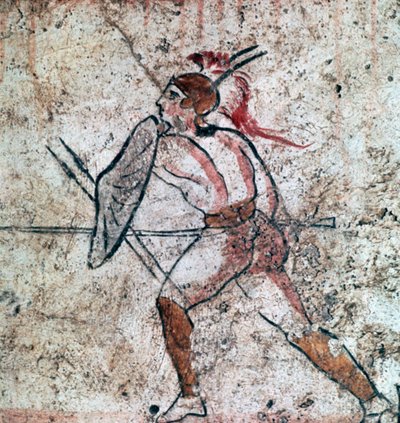 Lucaniánus falfestmény egy harcosról, IV. század alkotó: Unbekannt
