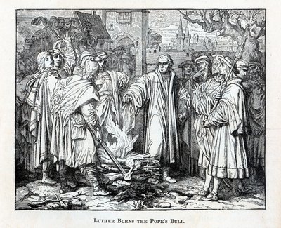 Luther Burns the Popes bulla, 1882 alkotó: Unbekannt