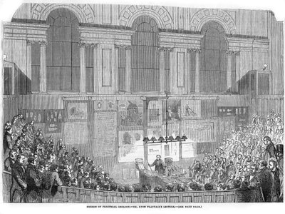 Lyon Playfair, skót kémikus és politikus, előadást tart, 1852 alkotó: Unbekannt