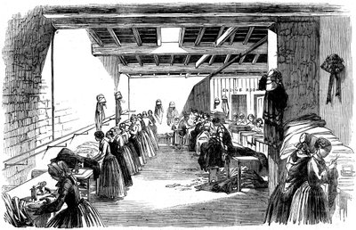 Gépház egy gőzvarrógyárban, 1854 alkotó: Unbekannt