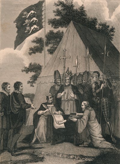 János király által aláírt Magna Charta, 1215, XIX. század alkotó: Unbekannt