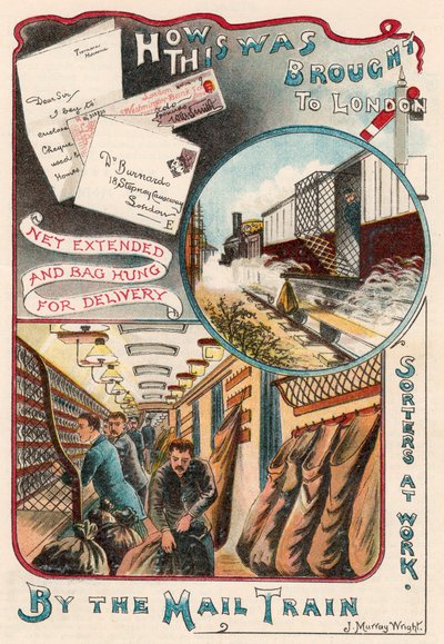 Postavonat, amely leveleket szállít Londonba Nagy-Britannia városaiból, 1900 alkotó: Unbekannt
