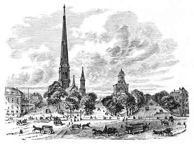 Main Street, Buffalo, szemben a templomokkal, 1883 alkotó: Unbekannt