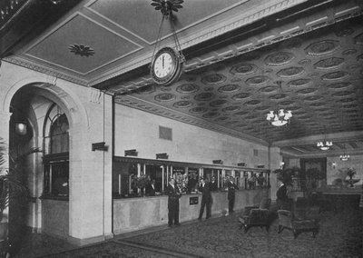 Fő iroda a bejárati hall mellett, Roosevelt Hotel, New York City, 1924 alkotó: Unbekannt