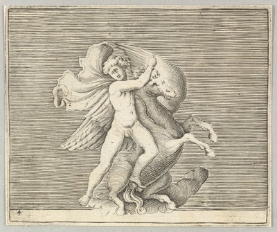 Szárnyas lóval küzdő ember, megjelent kb. 1599-1622. alkotó: Unbekannt