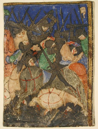 Kéziratos kivágás jelenetet mutat be a héber írásból, ... Dávid király élete, kb. 1400. alkotó: Unbekannt
